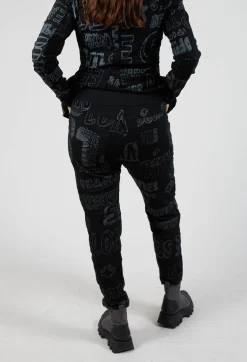 Rundholz Black Label Trousers^Slim Leg Joggers in Black Shiny Print