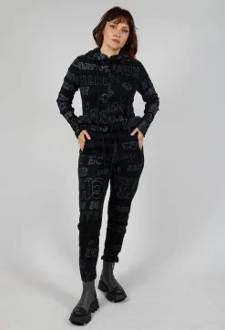 Rundholz Black Label Trousers^Slim Leg Joggers in Black Shiny Print