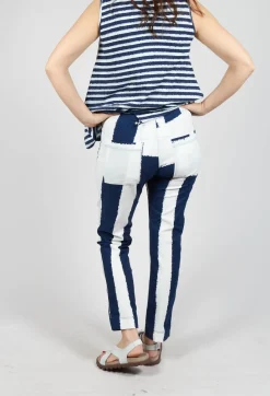 Rundholz Black Label Trousers^Slim Leg Pull On Trousers in Navy Print