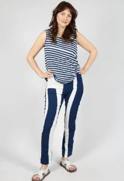 Rundholz Black Label Trousers^Slim Leg Pull On Trousers in Navy Print