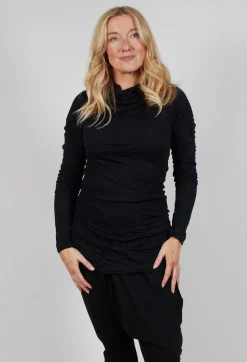 Rundholz Mainline Tops^Slim Roll Neck Crinkle Top in Black