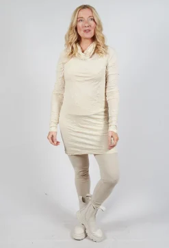 Rundholz Mainline Tops^Slim Roll Neck Crinkle Top in Bone