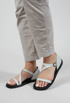 Lofina Sandals^Slim Strap Sandals in Gasoline Bianco Ottico