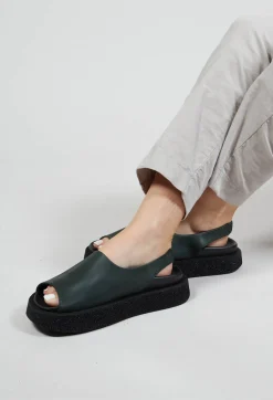 Lofina Boots^Slingback Shoes with Platform Sole in Gasoline Bottle