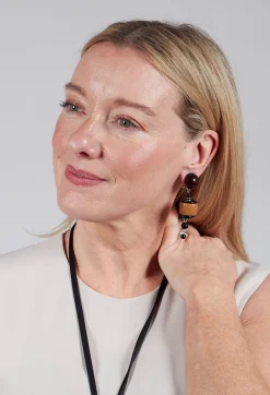 Angela Caputi Earrings^Small Eardrops in Brown