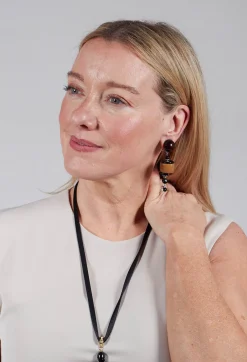 Angela Caputi Earrings^Small Eardrops in Brown