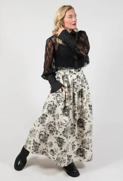 Another Archive Skirts^Soft Black Flower Pleated Skirt
