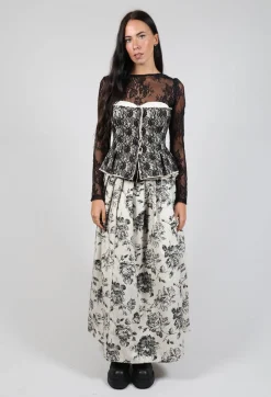 Another Archive Skirts^Soft Black Flower Pleated Skirt
