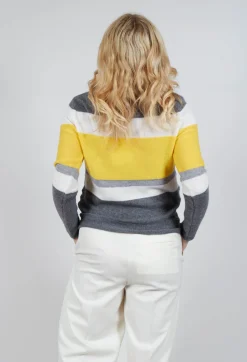 Beatrice B Jumpers^Sonia Jumper in Yellow and Grey Stripe