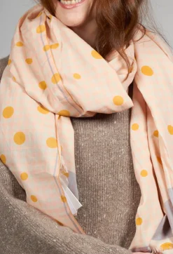 Moismont Scarves^Spots and Checks Scarf in Soft Pink