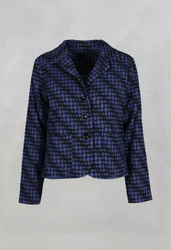 Out of Xile Jackets^Spotty Jacquard Short Jacket with Button Front in Blueberry