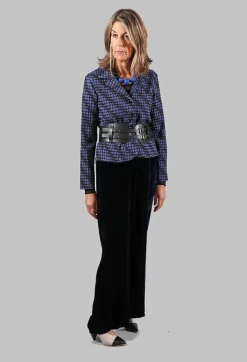 Out of Xile Jackets^Spotty Jacquard Short Jacket with Button Front in Blueberry