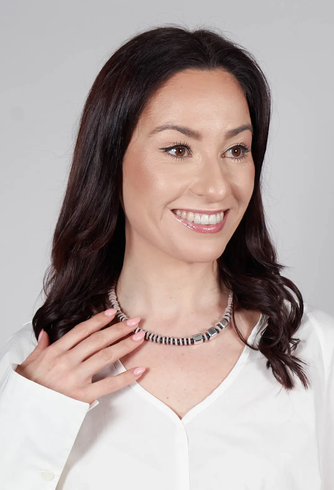Bender Schmuck Necklaces^Square Beaded Ceramics Necklace in Grey Black
