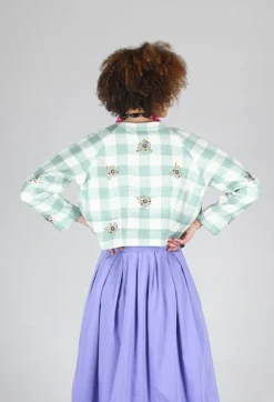 Traces of Me Jackets^Square Flower Chess Bolero in Blue Jade