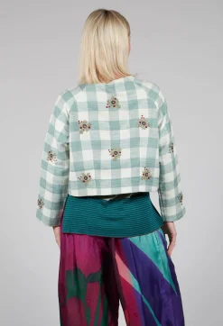 Traces of Me Jackets^Square Flower Chess Bolero in Blue Jade