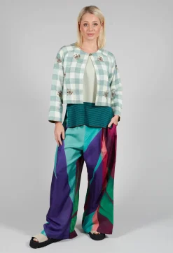 Traces of Me Jackets^Square Flower Chess Bolero in Blue Jade