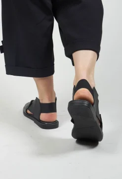 Papucei Flats^Square Toe Seamus Flat in Black and Silver
