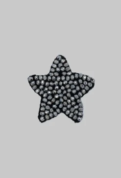Pluslavie Brooches^Star Shape Beaded Accessory Patch in Silver