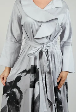 Bize Dresses^Statement Collar Dress in Grey