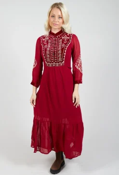 Rene Derhy Dresses^Stitch Detail Dress in Rouge