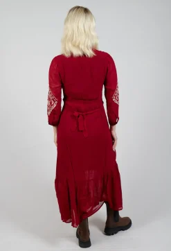 Rene Derhy Dresses^Stitch Detail Dress in Rouge