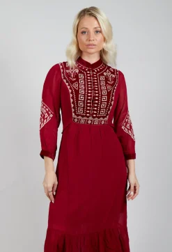 Rene Derhy Dresses^Stitch Detail Dress in Rouge