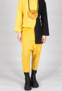 Bread and Butter Trousers^Stitched Cotton Trouers in Yellow and Black