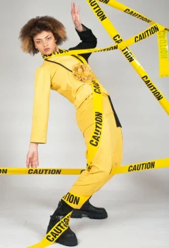 Bread and Butter Trousers^Stitched Cotton Trouers in Yellow and Black