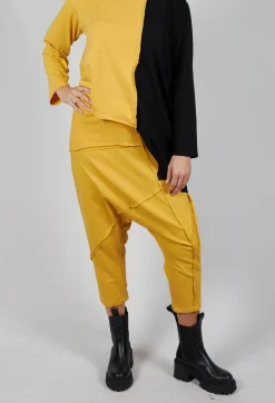Bread and Butter Trousers^Stitched Cotton Trouers in Yellow and Black