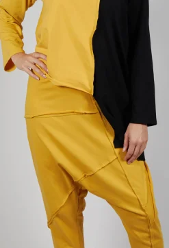 Bread and Butter Trousers^Stitched Cotton Trouers in Yellow and Black