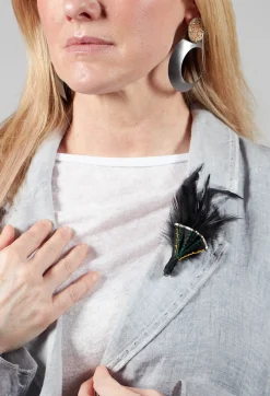 Umit Unal Brooches^Stitched Feather Pin in Original Black