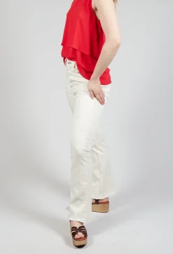 Beatrice B Jeans^Straight Leg Beige Jeans