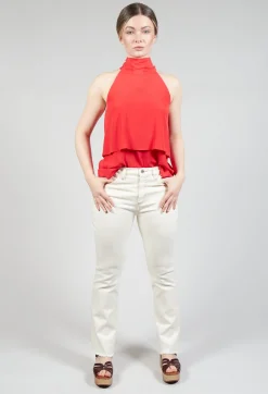 Beatrice B Jeans^Straight Leg Beige Jeans