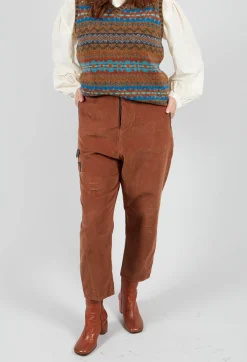 Umit Unal Trousers^Straight Leg Cord Trousers in Brown