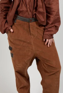 Umit Unal Trousers^Straight Leg Cord Trousers in Brown