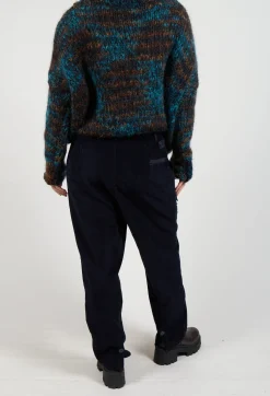 Umit Unal Trousers^Straight Leg Cord Trousers in Navy