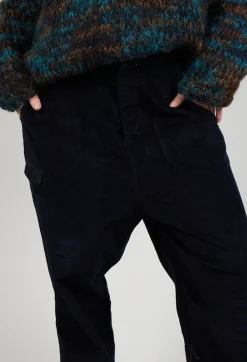 Umit Unal Trousers^Straight Leg Cord Trousers in Navy