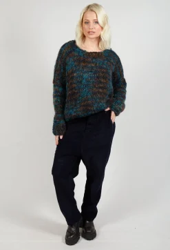 Umit Unal Trousers^Straight Leg Cord Trousers in Navy