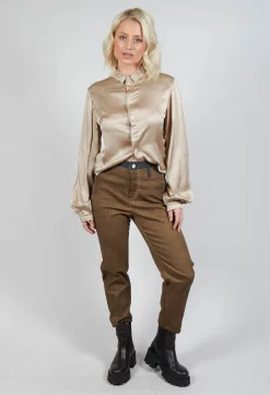 Umit Unal Trousers^Straight Leg Cotton Trousers in Light Brown