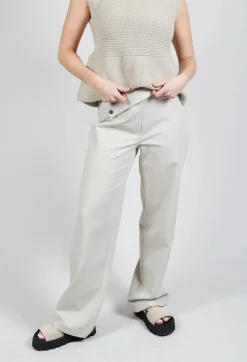 Sarah Pacini Trousers^Straight Leg Trousers with Cut Out in Mastic