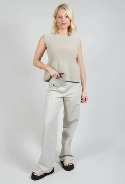 Sarah Pacini Trousers^Straight Leg Trousers with Cut Out in Mastic