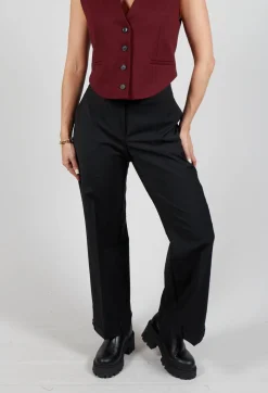 Mei Meij Trousers^Straight Leg Trousers with Feature Hems in Nero