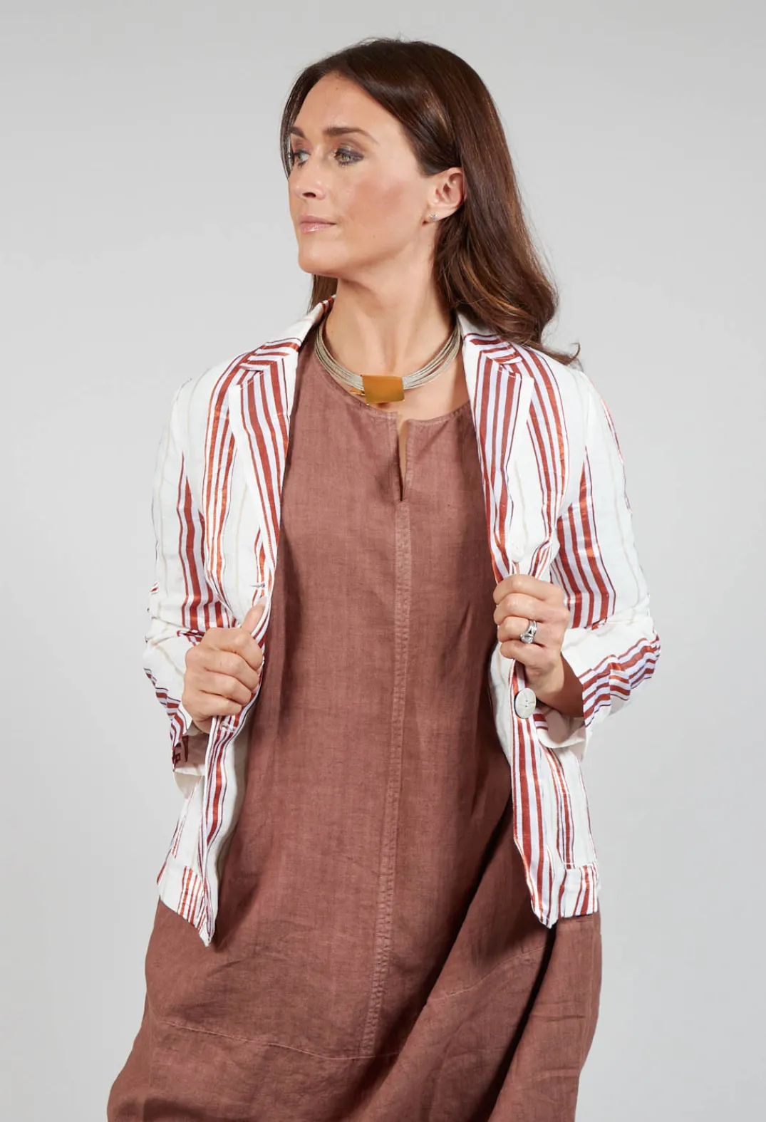 Maliparmi Jackets^Streaked Summer Jacket in Naturale / Brick