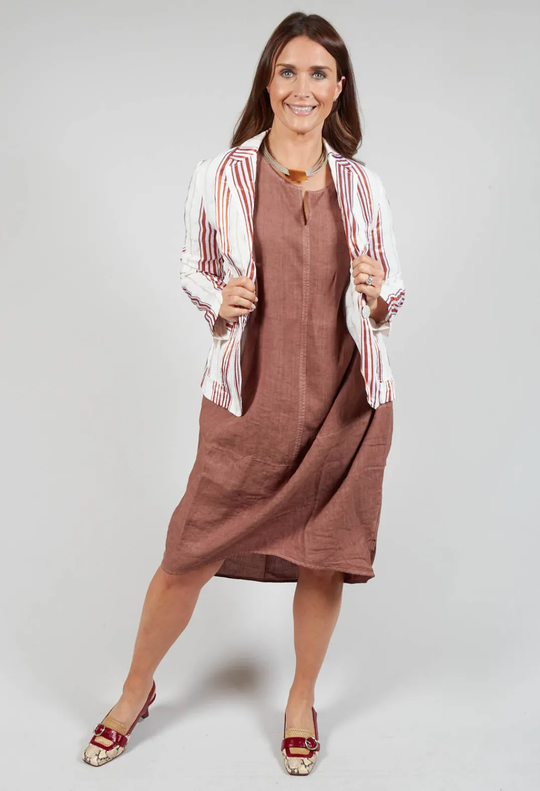 Maliparmi Jackets^Streaked Summer Jacket in Naturale / Brick