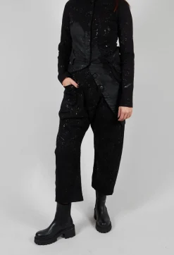 Pal Offner Trousers^Stretch Denim Balloon Trousers in Black with Latex Finish