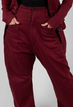 Pal Offner Trousers^Stretch Denim Balloon Trousers in Merlot