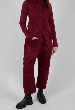 Pal Offner Trousers^Stretch Denim Balloon Trousers in Merlot
