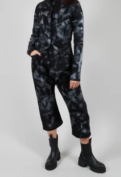 Pal Offner Trousers^Stretch Denim Balloon Trousers in Black with Silver Finish
