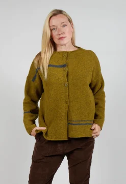 Operificio Neirami Cardigans^Stripe Cardigan in Cedro and Rig Grigion