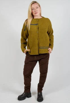 Operificio Neirami Cardigans^Stripe Cardigan in Cedro and Rig Grigion